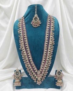 Parure de mariée indienne de luxe faite à la main, collier long à deux couches RaniHaar en zircon et Kundan plaqué or antique, ethnique, pour femme, idéal pour les fêtes - Product Image 3