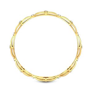 Floral <b>Infinity</b> Link Gold Bangle with Round Lab Grown Diamond Stations - Product Image 5