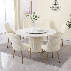 59 \ "moderno tavolo da pranzo in pietra sinterizzata con 31.5 \" giradischi legno pregiato piedistallo in metallo 4 pz sedie-elegante sala da pranzo Set - Product Image 2