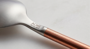 Dual Tone Minimal Copper Handle Cutlery Set With Slim Cylindrical Handle Stainless Steel Rust Resistant Wedding And Restaurant - Product Image 2