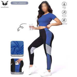 Conjunto de yoga y fitness que absorbe el sudor, de secado rápido, anti-pilling, pantalones de cintura alta que realzan los glúteos, camiseta transpirable de algodón y leggings. - Product Image 6