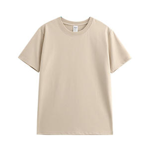 เสื้อยืดคอกลมสีพื้นแขนสั้นทรงตรงผ้าฝ้ายหนาน้ำหนักมากแบบหลวมๆสำหรับผู้ชาย รับผลิตตามแบบ OEM - Product Image 3