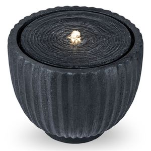 Fontana d'Acqua Moderna a Sfera in Pietra Grigia da 44,5 cm con 6 Luci LED, in Acciaio Inossidabile, per Interni/Esterni, per Parchi, Garanzia 1 Anno - Product Image 3