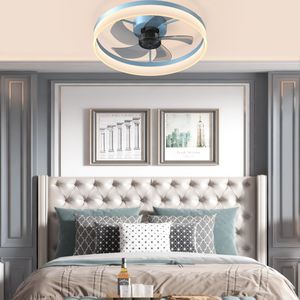 Ventilatori da Soffitto LED Moderni con Luci Dimmerabili e Installazione Sottile Integrata Colore Blu - Product Image 4