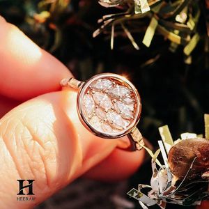 Anillo de compromiso de lujo con diamantes marquise en racimo redondo, oro rosa de 14K y 18K con incrustaciones de mosaico, anillos de boda para mujer, joyería fina. - Product Image 4