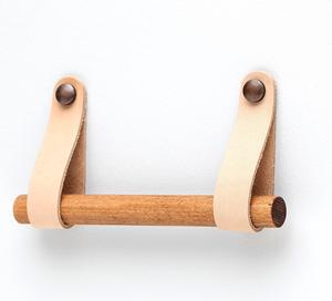 Porte-papier toilette en bois avec support en cuir, artisanat classique, produit de salle de bain - Product Image 6