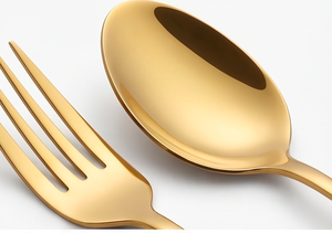 Ensemble de couverts élégants en or pour table à manger, acier inoxydable de qualité supérieure, anti-rouille, pour la maison, la cuisine, les mariages, les fêtes et les hôtels - Product Image 2