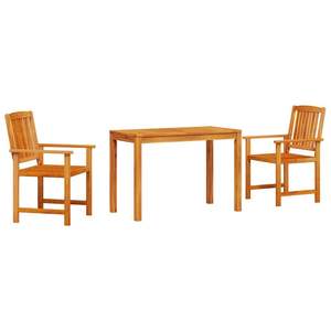 Juego de comedor de jardín de madera maciza de acacia marrón de 3 piezas - Product Image 2