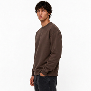 Sudadera de hombre de marca privada, de algodón grueso y felpa, estilo relajado, con bordado personalizado, puños acanalados y etiqueta de marca. - Product Image 2