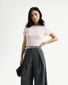 Camiseta Corta Casual de Verano para Mujer, Cuello Redondo, Ajustada, de Algodón, Color Sólido, Bordada, Transpirable y de Secado Rápido, de Alta Calidad - Product Image 2