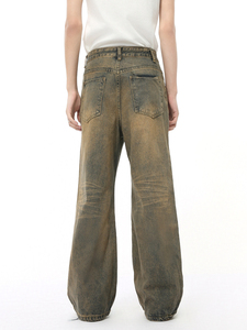 Vaqueros anchos de mezclilla para hombre, estilo vintage, lavados, desgastados, de pierna ancha, oversize, para hombre, estilo urbano. - Product Image 5