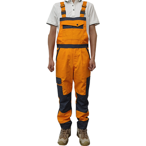 Ensemble de vêtements de travail imperméables en microfibre orange et noir avec pantalon, salopette et veste pour une utilisation en extérieur - Product Image 3