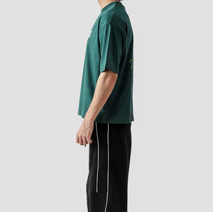 T-shirt Zoro en jersey tricoté polyester/coton délavé à l'acide, coupe ample, col en V, couleur unie, décontracté, grammage lourd, qualité supérieure, design vierge - Product Image 5