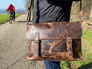 Sac pour ordinateur portable en cuir avec compartiment rembourré, construction durable, design simple, couleur et logo personnalisables, sacs pour ordinateur portable en cuir - Product Image 4