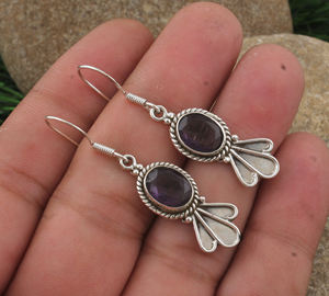 Boucles d'oreilles pendantes en quartz bleu naturel, argent sterling 925, fabrication artisanale, luxe pour femmes, bijoux en pierres précieuses de qualité supérieure, vente en gros - Product Image 5