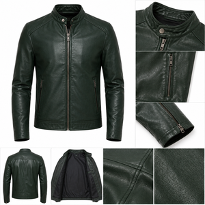 Veste en cuir pour homme avec doublure intérieure chaude, finition lisse, coutures durables et poches de rangement pratiques pour un usage quotidien et les sorties en ville. - Product Image 5