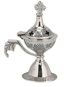 Brûleur d'encens argenté au design moderne, style nordique, motif martelé, diffuseur d'aromathérapie et encensoir décoratif pour la maison - Product Image 2