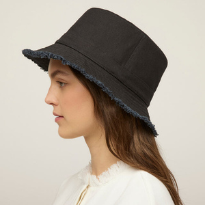 Sombrero de Pescador de Lona de Algodón Negro con Borde Deshilachado, Unisex, Casual, para Primavera/Verano, 56-58CM, en Oferta - Product Image 2