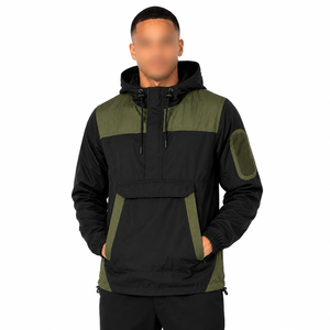 Sudadera con Capucha Unisex, Cortavientos, Transpirable, para Invierno, Corte Regular, Informal/Deportiva, para Actividades al Aire Libre, Spandex/Nailon, Negro y Verde Oliva - Product Image 1