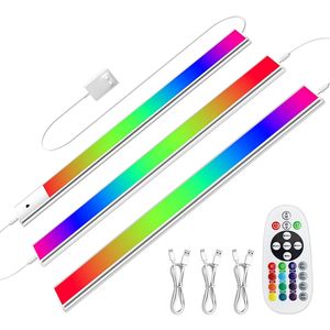 RGB 12 Inch LED Under Cabinet <b>Lights</b> Dimmable <b>Plug</b>-<b>in</b>/Hardwired Multi-Color Kitchen Counter <b>Light</b> Bar 3 Pack Remote Control - Product Image 1