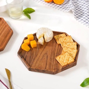 Bandeja octogonal de madera con acabado natural, diseño minimalista para uso en mesa, apta para lavavajillas, bandeja de almacenamiento, bandeja de servicio para cocina - Product Image 4