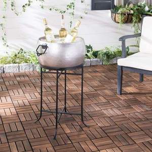 Seau à glace en métal ton argent Design de vague de refroidissement Grands ustensiles en fer vieilli Pinces Boissons de fête Refroidisseur classique classique - Product Image 5