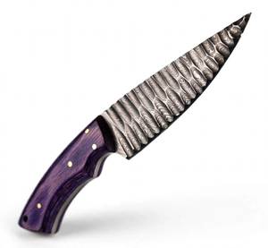 Outil utilitaire robuste pour l'extérieur, en acier damas sur mesure, fabriqué à la main, avec manche en bois violet. - Product Image 6