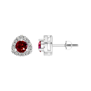 Natural Ruby Precious Gemstone Stud <b>Earrings</b> High Quality 925 Sterling Silver Brilliant Cut White <b>Gold</b> Jewelry for Diamond - Product Image 1