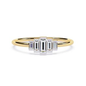 Women's Minimalist 18K Pure Gold Natural Five Baguette <b>Diamond</b> <b>Ring</b> Bar Bezel Set Engagement <b>Ring</b> for Wedding <b>Rings</b> fine jewelry - Product Image 1