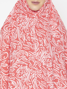 Coral Red Floral Printed Lightweight Chiffon <b>Hijab</b> Long Daily Wear Scarf <b>Full</b> Length Design All Seasons Style for Women wear - Product Image 5