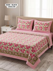 Parure de lit en coton imprimé à la main, très vendue, taille King, avec 2 taies d'oreiller réversibles à fermeture éclair, pour usage quotidien à la maison, disponible à la vente - Product Image 5