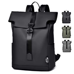 Trendy Waterproof Roll Top Laptop <b>Backpack</b> with USB Charging Port Large Capacity <b>School</b> Bag for College Students - Product Image 4