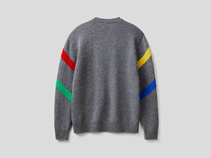 Pull en laine acrylique gris pour homme avec motif géométrique, manches longues, collection automne 2027 - Product Image 3