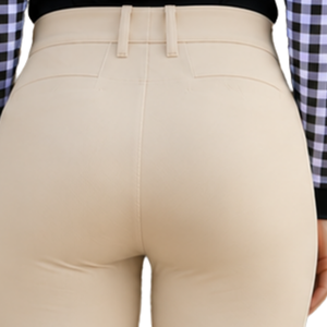 Pantalon d'équitation beige pour femme, taille haute, extensible, avec grip aux genoux, pour entraînement, compétition, sport et usage décontracté - Product Image 5