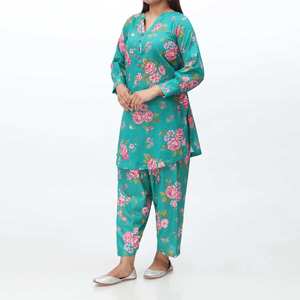 2PC Ensemble de pelouse imprimé numérique pour femmes PS4346 Ensemble élégant et élégant - Product Image 2