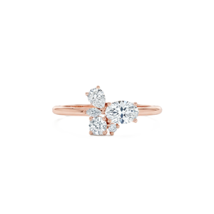 IGI Certified Floral Cluster 10K 14K Solid Gold <b>Ring</b> Oval & Round Multi Shape Lab Diamond Moissanite <b>Dainty</b> Unique Wedding Band - Product Image 2