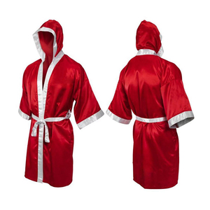 Robe de boxe longue de haute qualité avec capuche, en coton et satin, pour l'entraînement et le MMA, type mannequin - Product Image 1