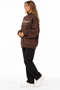 Sweat-shirt à col montant pour femme, personnalisé avec logo, en coton doux 100%, style streetwear, brodé, en molleton, coupe ample - Product Image 2