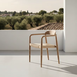 Silla de Comedor para Exteriores Kuba Premium, Diseño Moderno, Resistente al Agua, Cómoda, de Madera de Teca Indonesia para Muebles de Patio - Product Image 1