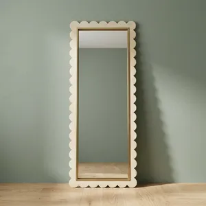 Scalloped Wooden Framed <b>Mirror</b> <b>Rectangle</b> Modern Design Freestanding Home Decor - Product Image 3