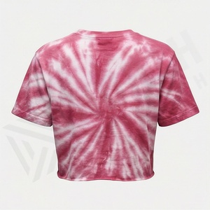 T-shirt court pour femme en coton 100% personnalisé, imprimé tie-dye, col rond, manches courtes, coupe ample, style streetwear décontracté, taille XL - Product Image 2