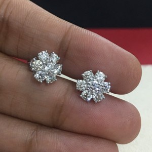 Natural Diamond <b>Stud</b> Earrings 1.25 Cttw 925 <b>Sterling</b> <b>Silver</b> Rhodium Plated G-H Color Prong Set Trendy Wedding Wholesale Jewelry - Product Image 4