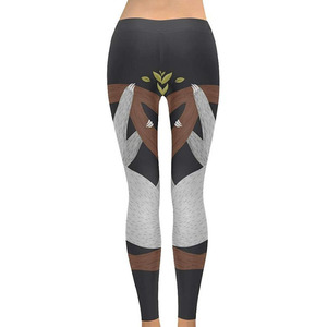 Leggings pour femmes à taille haute, longueur intégrale, imprimé paresseux, extensibles, tricotés en Spandex et Polyester, toutes saisons, motif dessin animé décontracté - Product Image 4