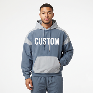 Sudadera con Capucha Oversize de Alta Calidad para Hombre, Estilo Urbano, 100% Nailon, Hombros Caídos, Dos Tonos, con Logotipo Personalizado - Product Image 1