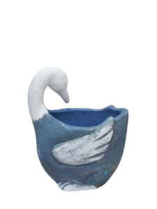 Figura Decorativa de Cisne de Hierro Texturizado Azul y Blanco con Baño de Oro, Decoración Duradera para Mesa - Product Image 3