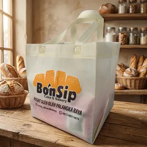 Bolsa de tela no tejida reutilizable personalizada al por mayor, termosellada, impresa, ecológica, para entrega de alimentos y embalaje de pasteles con asa - Product Image 4