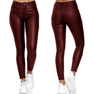 women casual <b>leather</b> finish <b>trousers</b> supplier fashionable <b>ladies</b> PU <b>leather</b> pants bulk factory women premium <b>faux</b> <b>leather</b> - Product Image 2