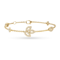 Pulsera de Cadena de Diamantes Chapada en Oro de 18K de Lujo para Mujer, Diseño de Planta, Corte Marquesa, Joyería para Uso Diario