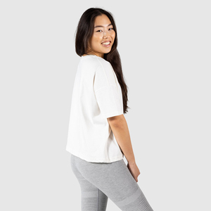 เสื้อยืดโอเวอร์ไซส์ผู้หญิงผ้าฝ้าย 100% สไตล์สปอร์ตสำหรับฤดูร้อน พิมพ์ลายพัฟฟ์ ตกแต่งด้วยแอพพลิเคชั่น ทรงหลวม คอกลม เสื้อโอเวอร์ไซส์ผู้หญิง - Product Image 4