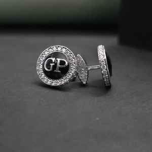 Customized Letter Moissanite Diamond Studs <b>Cufflinks</b> DOPE JEWELLS in 925 Sterling Silver For Men - Product Image 4